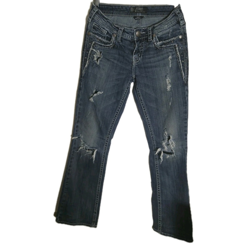 Silver Jeans Aiko Bootcut W27/L31 Distressed Studded Y2K Low Rise Women